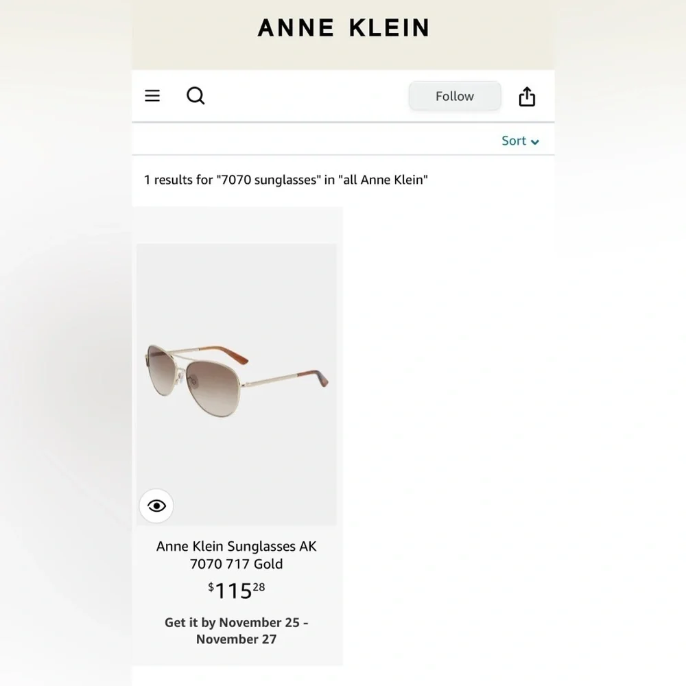 Anne Klein Sunglasses 7070 Gold